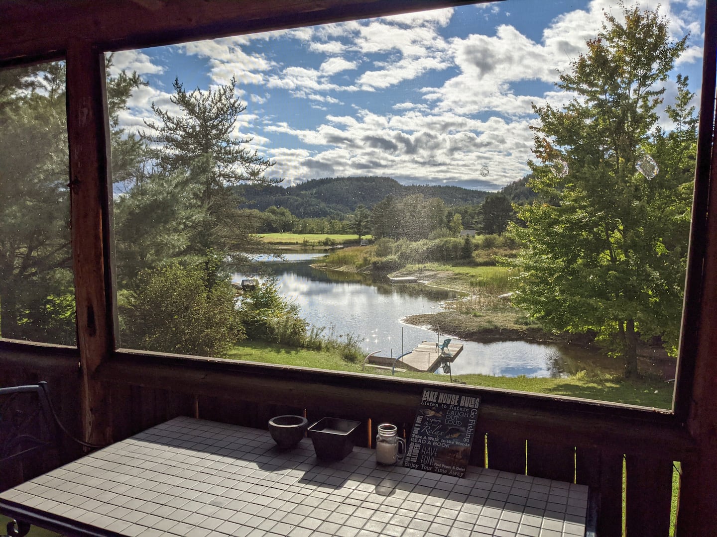 View of the lake from the screened-in deck